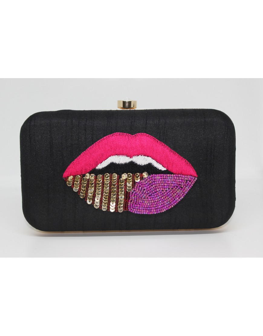 Black Lips Box Clutch