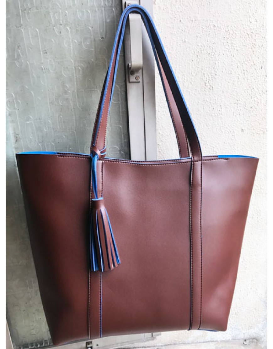 Brown Two Tone Tote bag